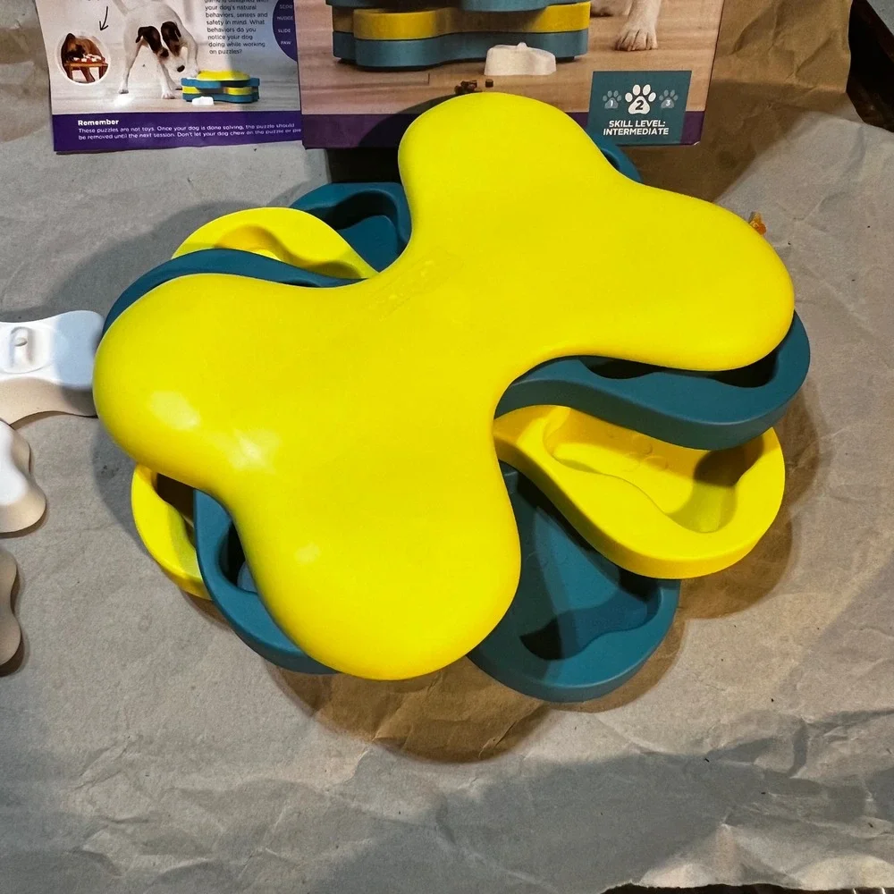 Outward Hound Nina Ottosson Dog Tornado Puzzle Toy Yellow Teal Intermediate Lvl